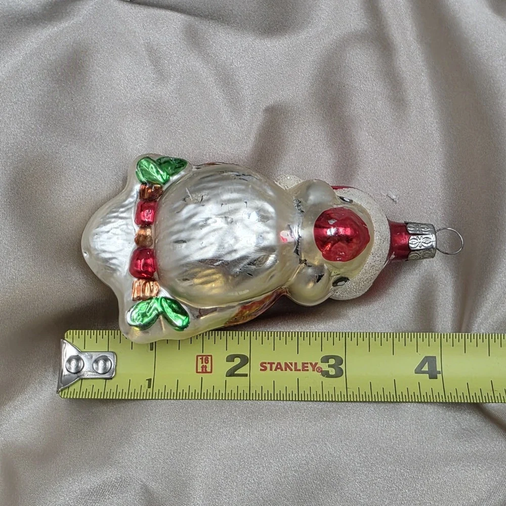 VTG‎ Czech Glass Parrot Bird Christmas Ornament Red Santa Hat Poland Style